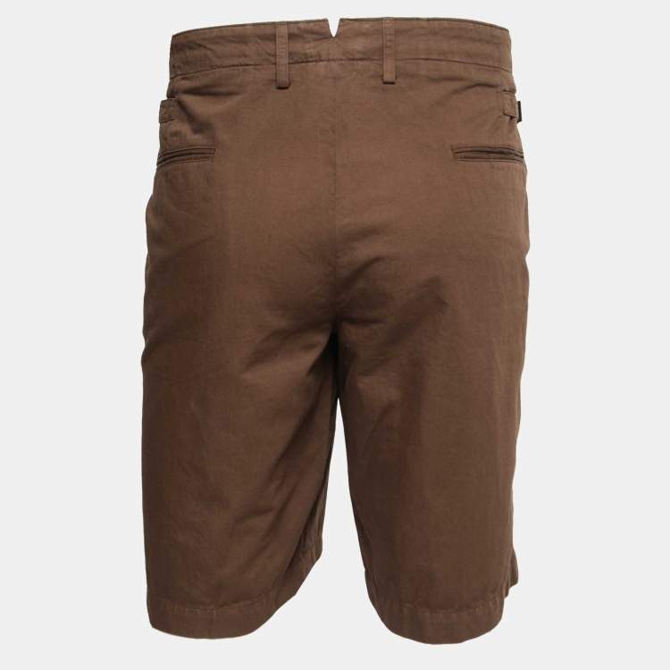 Pre Owned Ermenegildo Zegna Brown Cotton & Linen Shorts 4XL