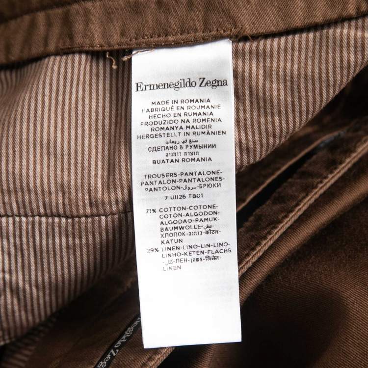 Pre Owned Ermenegildo Zegna Brown Cotton & Linen Shorts 4XL