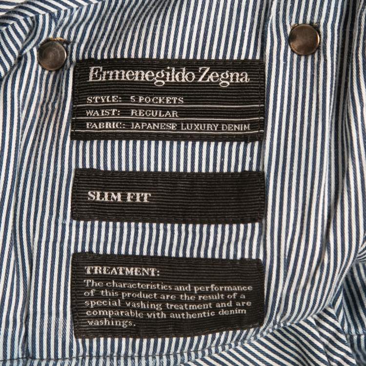Pre Owned Ermenegildo Zegna Blue Washed Denim Slim-Fit Jeans XXL Waist 37"