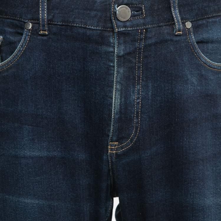 Pre Owned Ermenegildo Zegna Blue Washed Denim Slim-Fit Jeans XXL Waist 37"