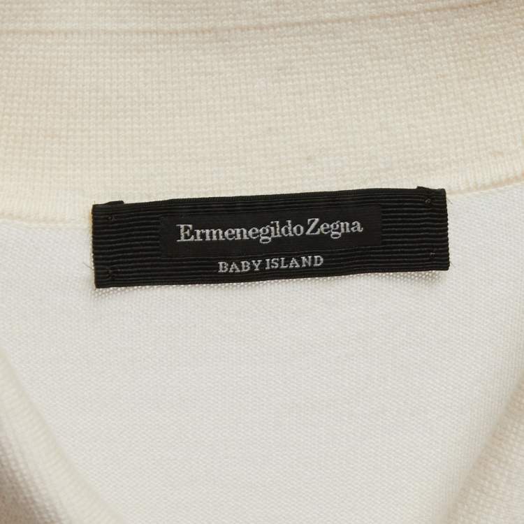 Pre Owned Ermenegildo Zegna Cream Cashmere Blend Knit Full Sleeve T-Shirt M