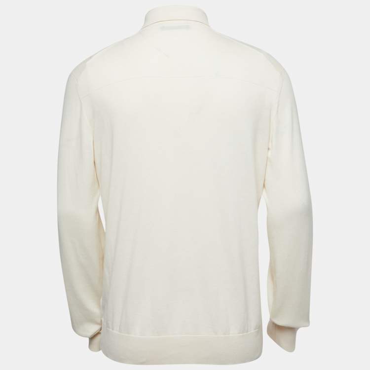 Pre Owned Ermenegildo Zegna Cream Cashmere Blend Knit Full Sleeve T-Shirt M