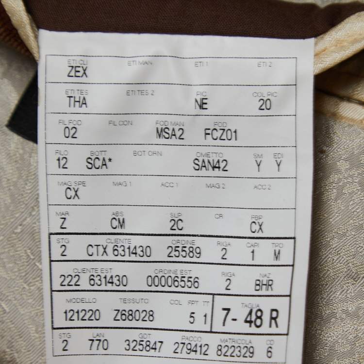 Pre Owned Ermenegildo Zegna Brown Corduroy Single Breasted Blazer M