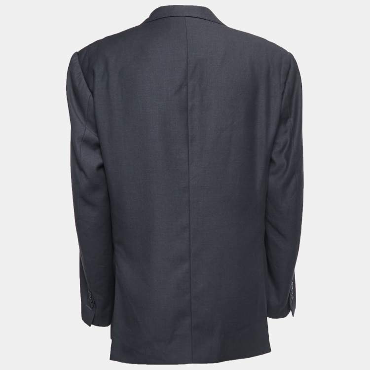 Pre Owned Ermenegildo Zegna Antique Grey Wool Single Breasted Blazer 3XL