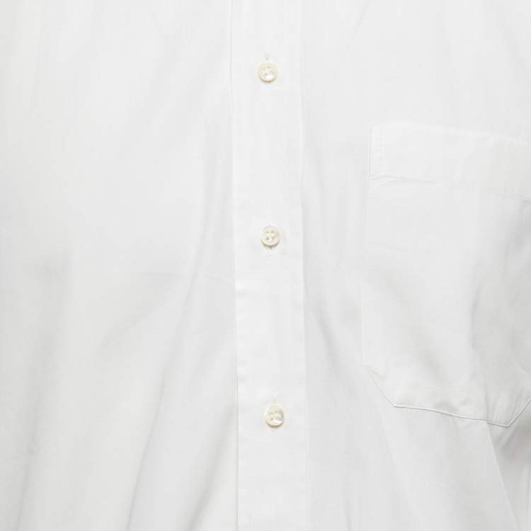 Pre Owned Ermenegildo Zegna White Cotton Button Front Full Sleeve Shirt M