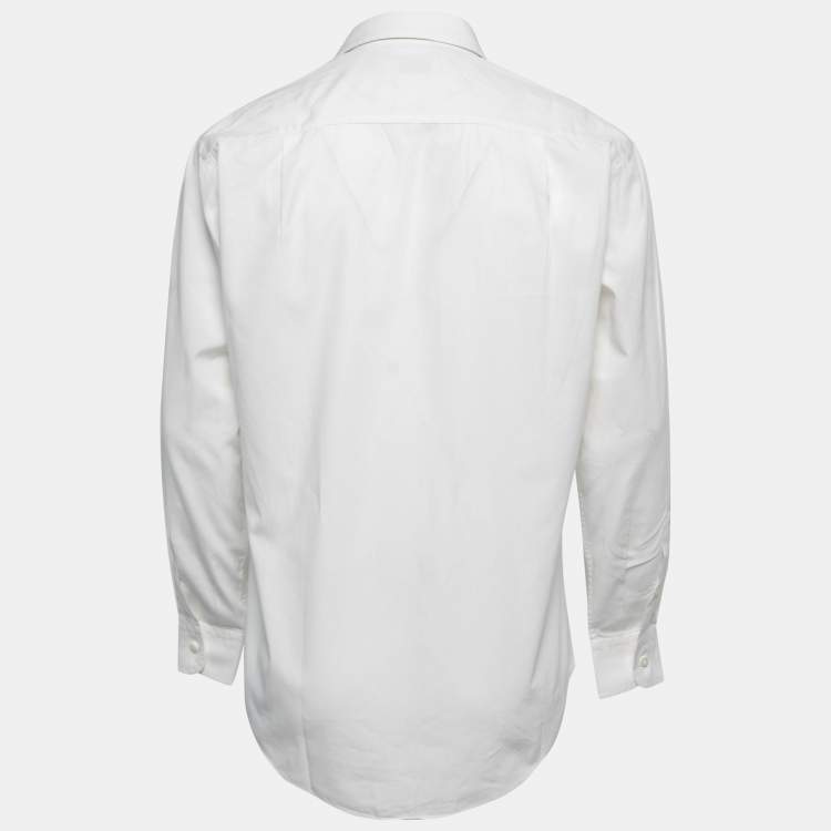 Pre Owned Ermenegildo Zegna White Cotton Button Front Full Sleeve Shirt M