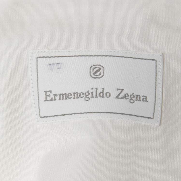 Pre Owned Ermenegildo Zegna White Cotton Button Front Full Sleeve Shirt M