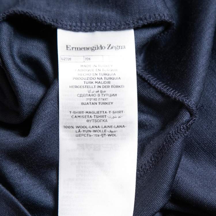Pre Owned Ermenegildo Zegna Navy Blue Wool High Performance Crew Neck T-Shirt L