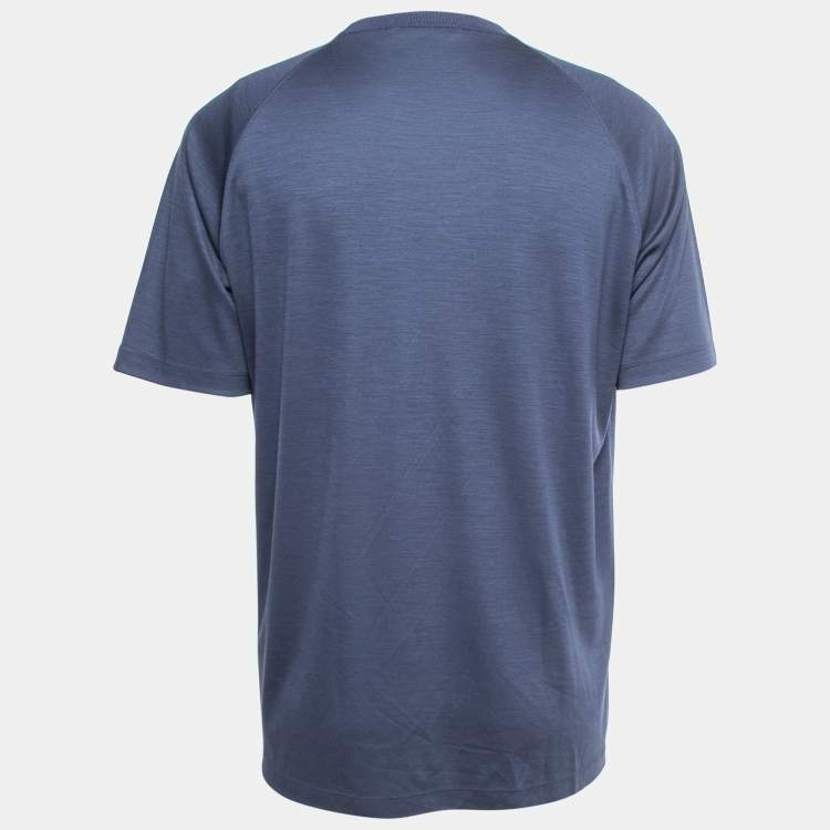 Pre Owned Ermenegildo Zegna Navy Blue Wool High Performance Crew Neck T-Shirt L