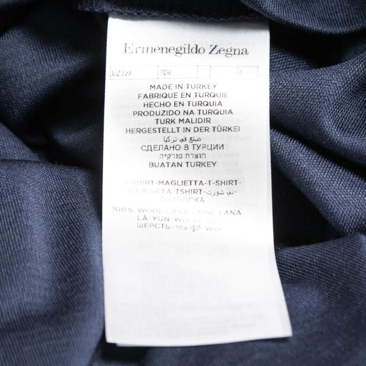 مملوكة مسبقًا Ermenegildo Zegna Navy Blue Wool High Performance Crew Neck T-Shirt XL