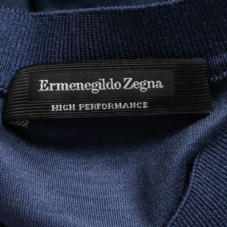 مملوكة مسبقًا Ermenegildo Zegna Navy Blue Wool High Performance Crew Neck T-Shirt XL