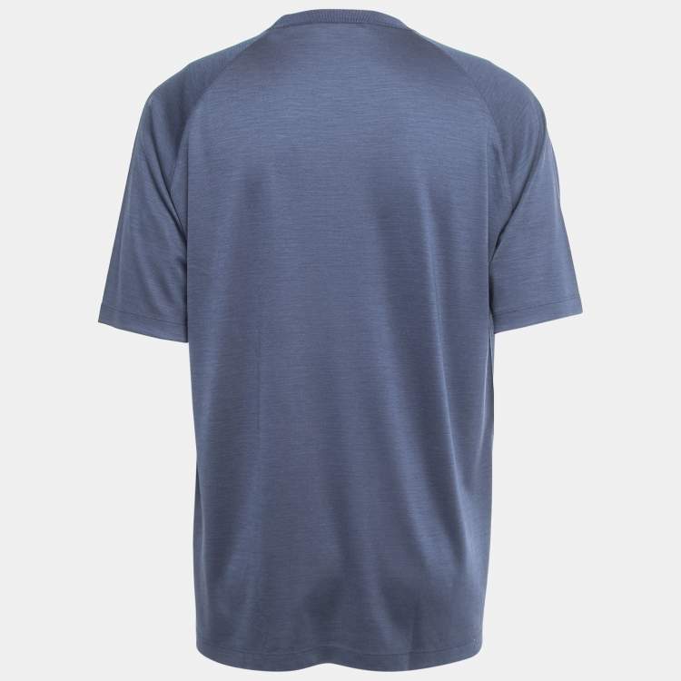 مملوكة مسبقًا Ermenegildo Zegna Navy Blue Wool High Performance Crew Neck T-Shirt XL
