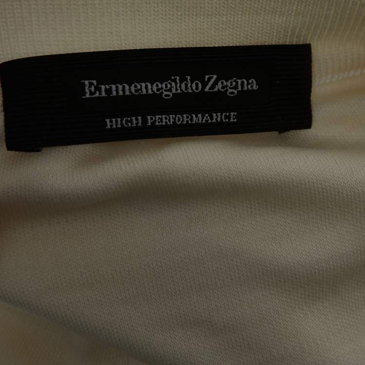 Pre Owned Ermenegildo Zegna Cream Wool Crew Neck Half Sleeve T-Shirt XL