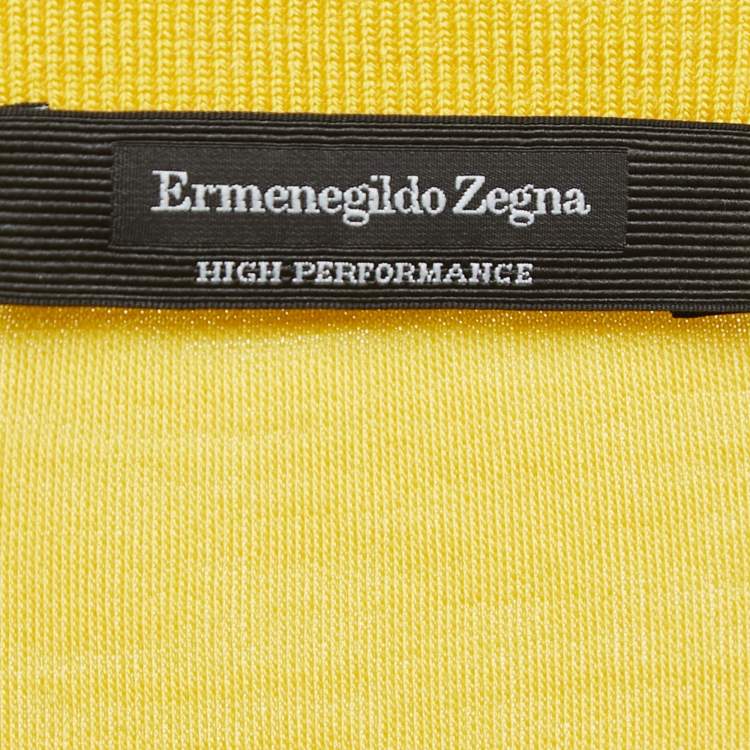 Pre Owned Ermenegildo Zegna Yellow Wool Crew Neck Half Sleeve T-Shirt L