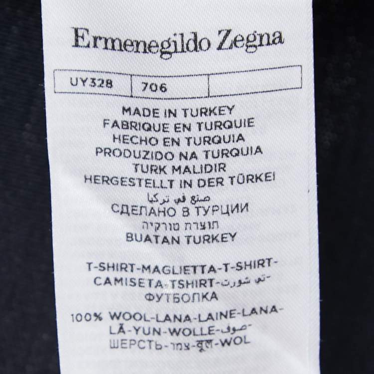 Pre Owned Ermenegildo Zegna Black Wool Crew Neck Half Sleeve T-Shirt L