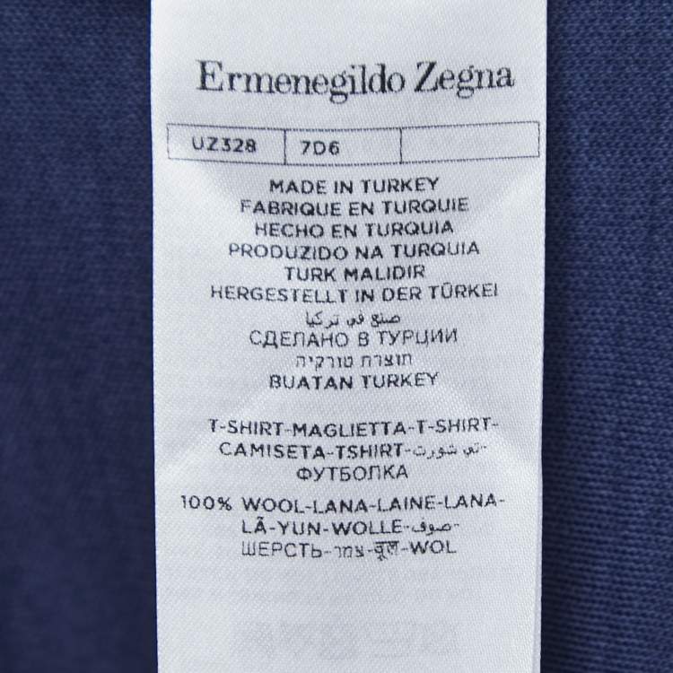 Pre Owned Ermenegildo Zegna Navy Blue Wool Crew Neck Half Sleeve T-Shirt XL