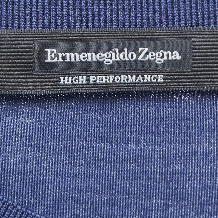 Pre Owned Ermenegildo Zegna Navy Blue Wool Crew Neck Half Sleeve T-Shirt XL