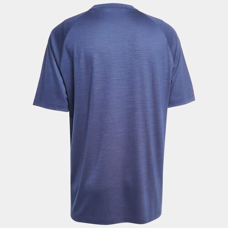 Pre Owned Ermenegildo Zegna Navy Blue Wool Crew Neck Half Sleeve T-Shirt XL