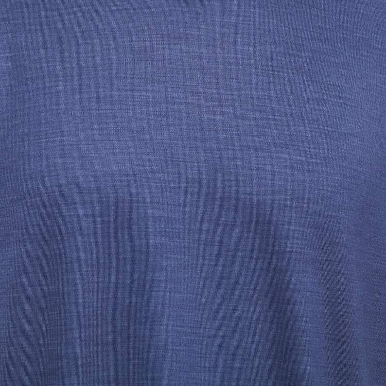 Pre Owned Ermenegildo Zegna Navy Blue Wool Crew Neck Half Sleeve T-Shirt XL