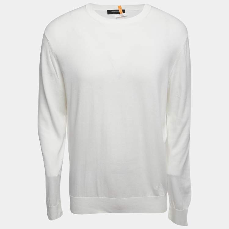 Ermenegildo Zegna Off White Cotton Crew Neck Sweater XL