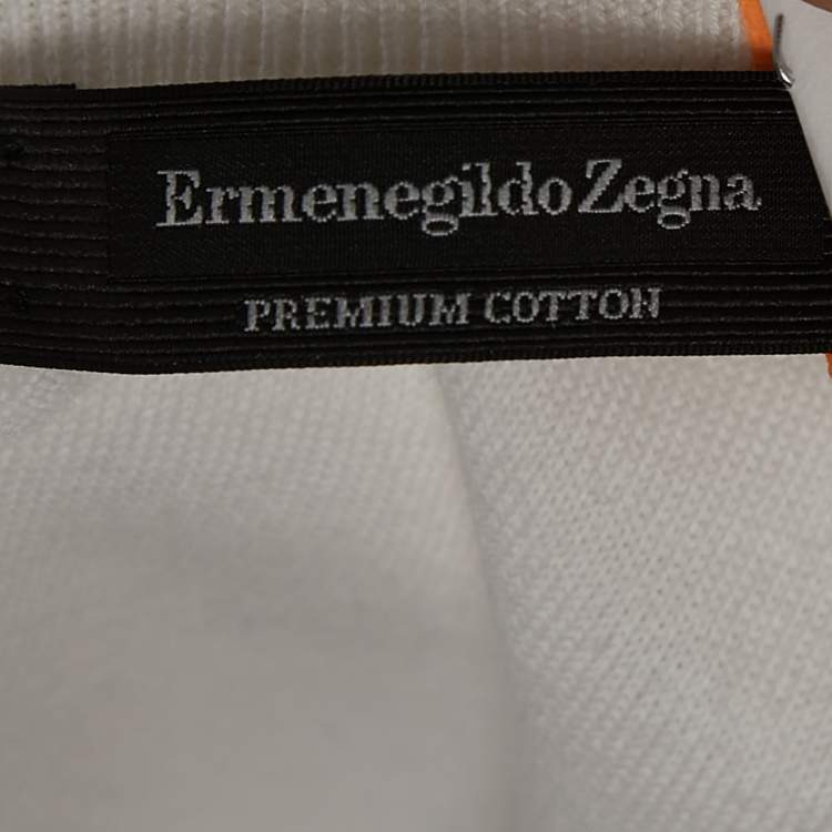 Pre Owned Ermenegildo Zegna Off White Cotton Crew Neck Sweater XL