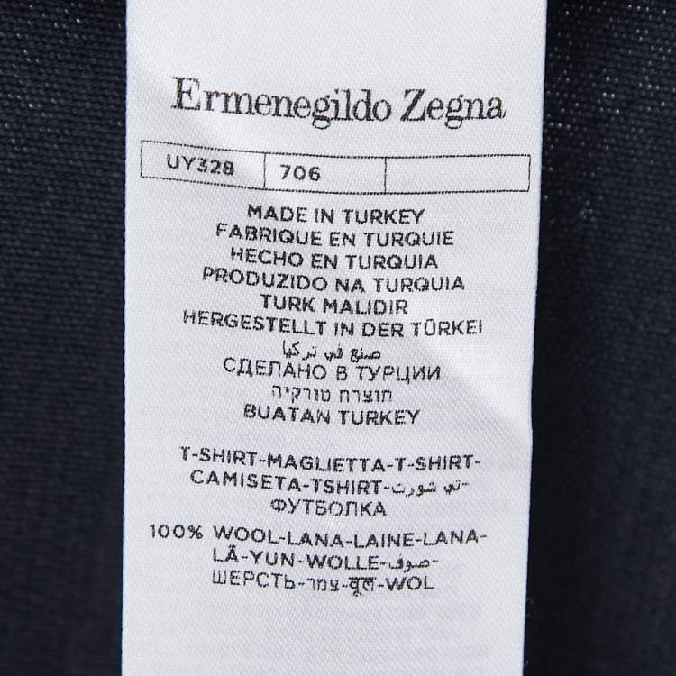 Pre Owned Ermenegildo Zegna Black Wool Crew Neck Half Sleeve T-Shirt L
