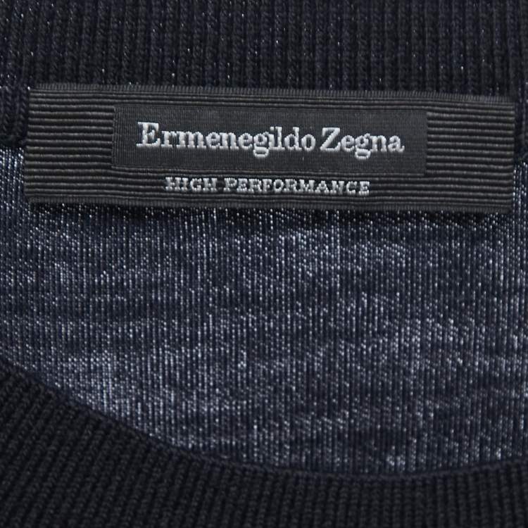 Pre Owned Ermenegildo Zegna Black Wool Crew Neck Half Sleeve T-Shirt L