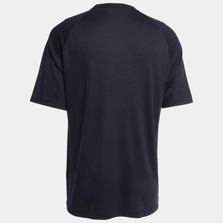 Pre Owned Ermenegildo Zegna Black Wool Crew Neck Half Sleeve T-Shirt L