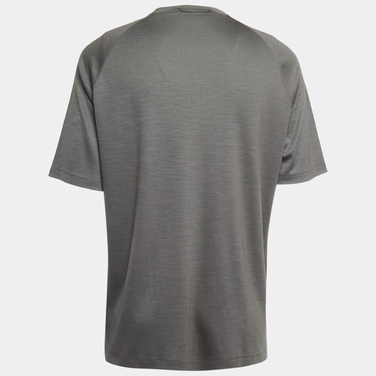 Pre Owned Ermenegildo Zegna Military Green Wool Crew Neck Half Sleeve T-Shirt XL