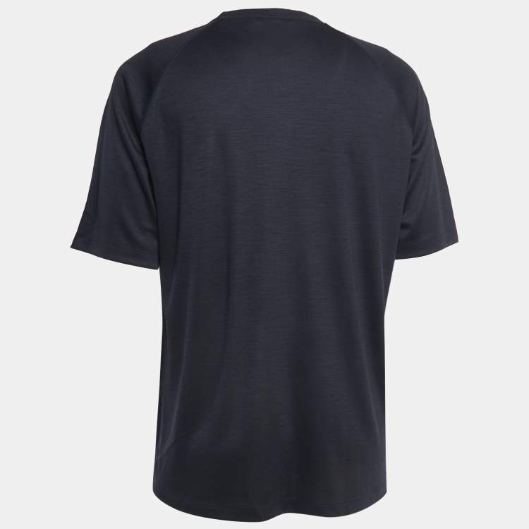Pre Owned Ermenegildo Zegna Black Wool Crew Neck Half Sleeve T-Shirt XL