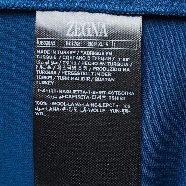 Pre Owned  Zegna Teal Blue Wool Crew Neck Half Sleeve T-Shirt XL