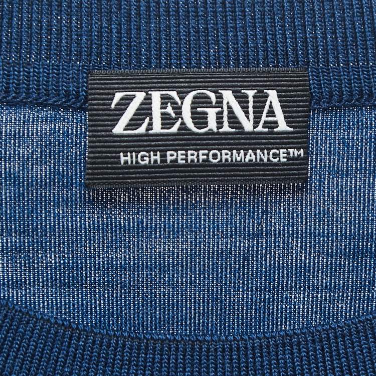 Pre Owned  Zegna Teal Blue Wool Crew Neck Half Sleeve T-Shirt XL