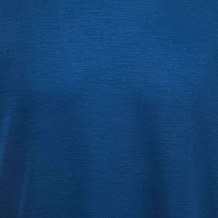 Pre Owned  Zegna Teal Blue Wool Crew Neck Half Sleeve T-Shirt XL