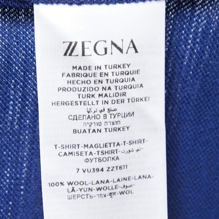 Pre Owned Ermenegildo Zegna Blue Wool Crew Neck Half Sleeve T-Shirt XL