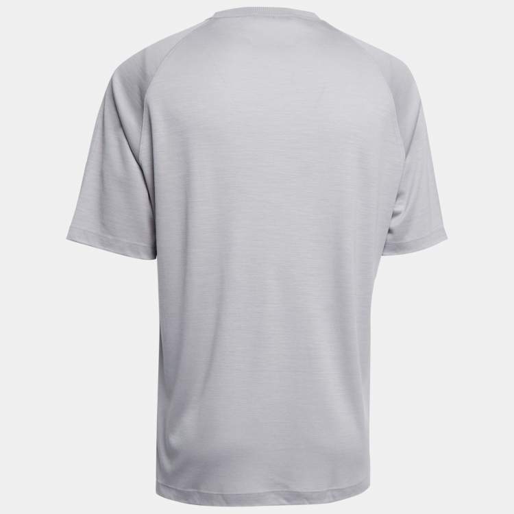 Pre Owned Ermenegildo Zegna Grey Wool Crew Neck Half Sleeve T-Shirt L