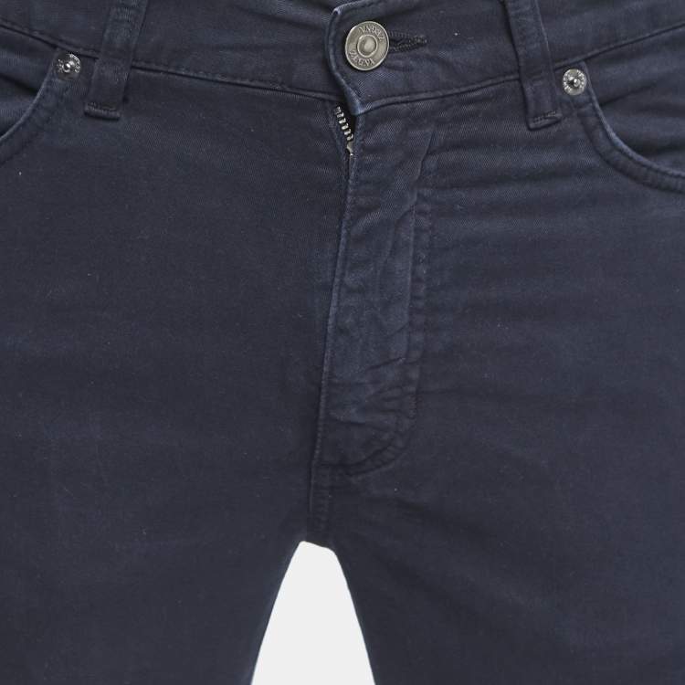 Pre Owned Ermenegildo Zegna Navy Blue Cotton Slim Fit Pants S Waist 31"