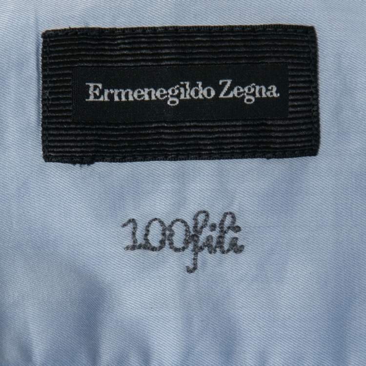 Pre Owned Ermenegildo Zegna Light Blue Cotton Full Sleeve Button Front Full Sleeve Shirt M