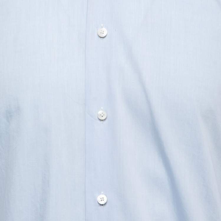 Pre Owned Ermenegildo Zegna Light Blue Cotton Full Sleeve Button Front Full Sleeve Shirt M