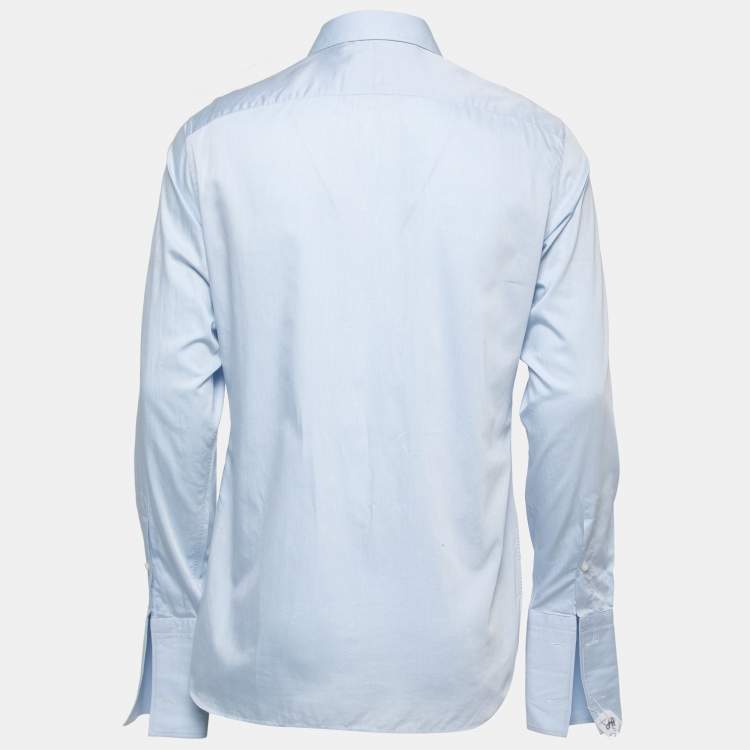 Pre Owned Ermenegildo Zegna Light Blue Cotton Full Sleeve Button Front Full Sleeve Shirt M