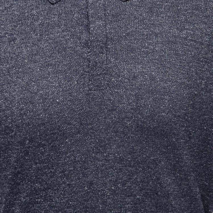 Pre Owned Ermenegildo Zegna Navy Blue Knit Polo T-Shirt M