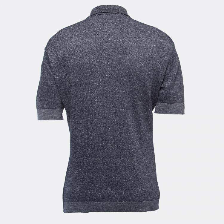 Pre Owned Ermenegildo Zegna Navy Blue Knit Polo T-Shirt M