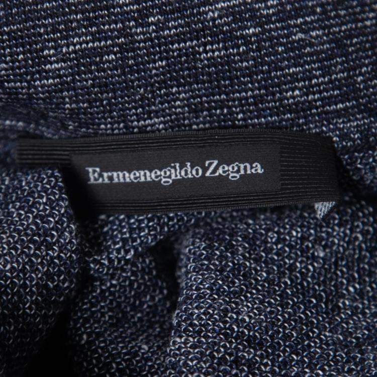 Pre Owned Ermenegildo Zegna Navy Blue Knit Polo T-Shirt M