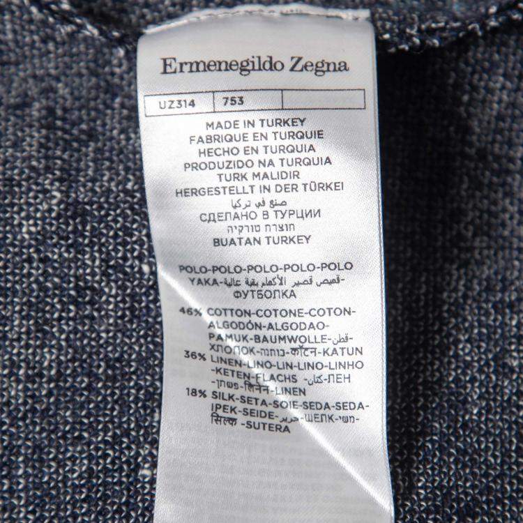 Pre Owned Ermenegildo Zegna Navy Blue Knit Polo T-Shirt M