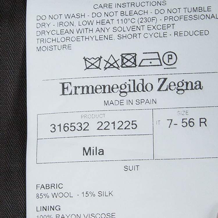 Pre Owned Ermenegildo Zegna Grey Checked Wool Regular Fit Trousers 3XL