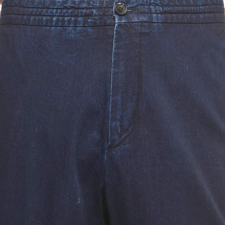 Pre Owned Ermenegildo Zegna Dark Blue Denim Regular Fit Drawstring Jeans M Waist 32"