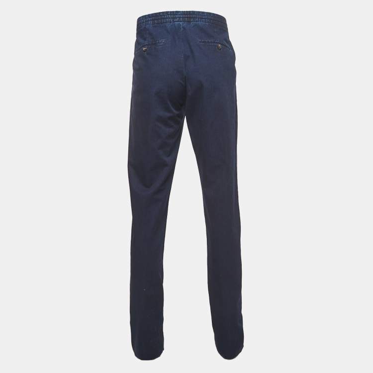 Pre Owned Ermenegildo Zegna Dark Blue Denim Regular Fit Drawstring Jeans M Waist 32"