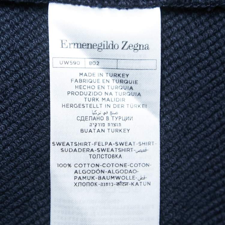 مملوكة مسبقًا Ermenegildo Zegna Navy Blue Crew Neck Sweatshirt XL  