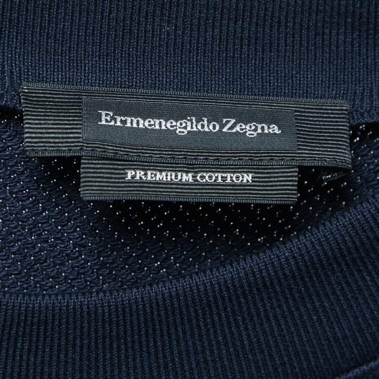 مملوكة مسبقًا Ermenegildo Zegna Navy Blue Crew Neck Sweatshirt XL  