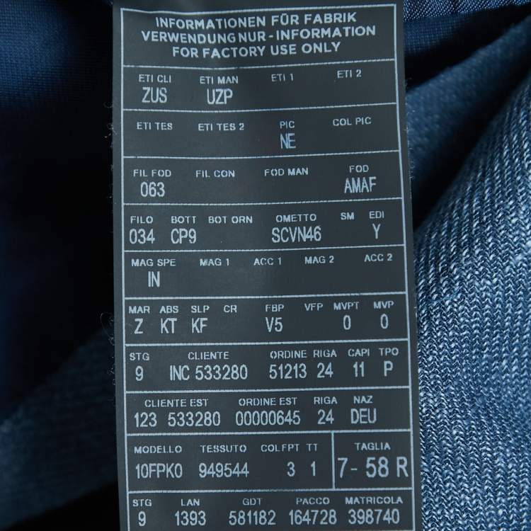 Pre Owned Ermenegildo Zegna Blue Linen Blend Single Breasted Blazer 4XL