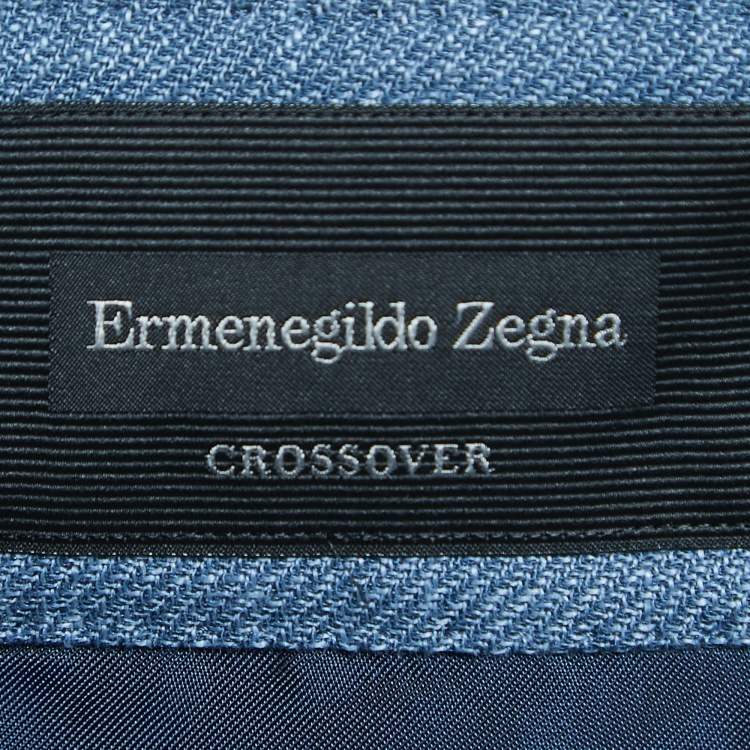 Pre Owned Ermenegildo Zegna Blue Linen Blend Single Breasted Blazer 4XL